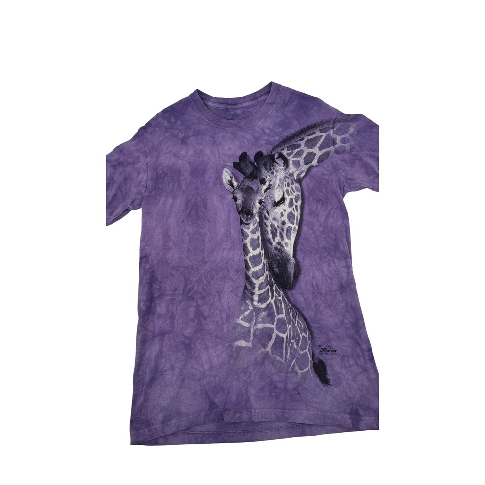 The Mountain Giraffe Graphic T-Shirt Small Purple Tie Dye 2009 Nature Art Tee